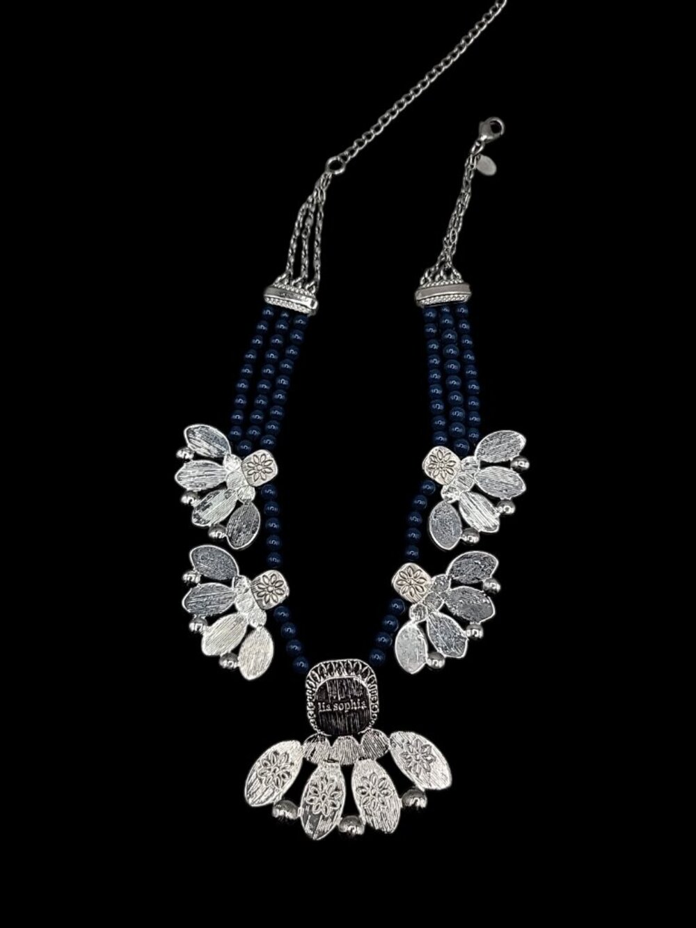Lia Sophia Flamenco Statement Bib Necklace 21" Retired Bold Adjustable Signed - Picture 8 of 13